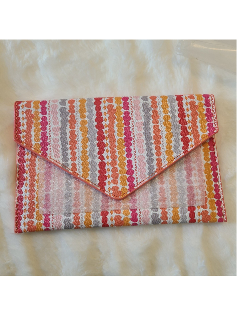 NEW Vera Bradley Tech Envelope in Confetti Stripes Pink, Peach,Orange